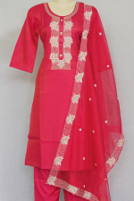 ✨ Elegant Pink Embroidered Kurta Set with Dupatta ✨