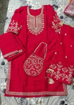 Vichitra Silk Kurti, Dupatta, and Bottomwear Set - Image 3