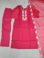 ✨ Elegant Pink Embroidered Kurta Set with Dupatta ✨ - Image 9
