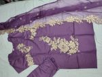✨ Elegant Purple Embroidered Suit Set (Kurta, Pant & Dupatta) - Image 4