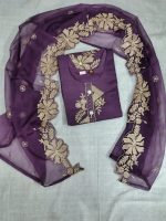 ✨ Elegant Purple Embroidered Suit Set (Kurta, Pant & Dupatta) - Image 3