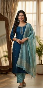 Silk Kurti with Dupatta & Bottom Wear