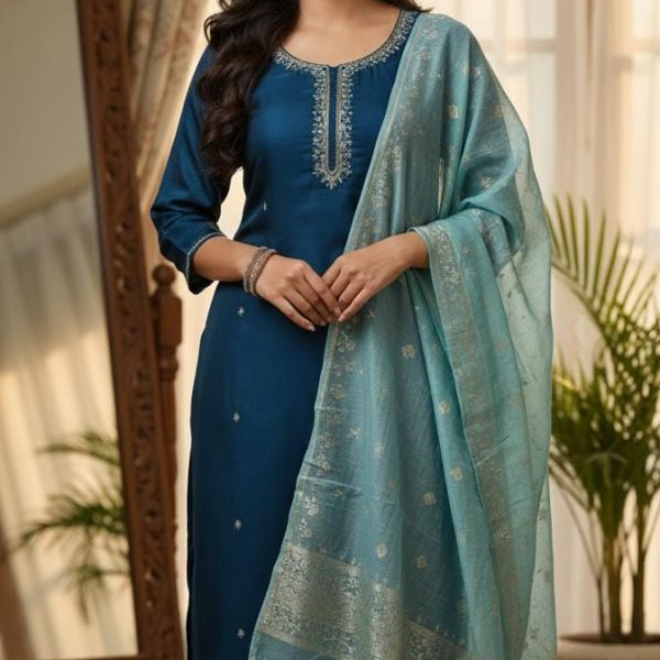 Silk Kurti with Dupatta & Bottom Wear