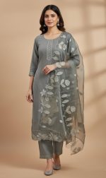 ✨ Grey Embroidered Kurta Dupatta Set ✨