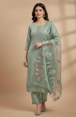 Soft Green Embroidered Suit Set