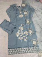 Sky Blue Embroidered Suit Set Description - Image 8