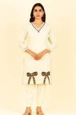 Elegant Cream Women’s Co-ord Set (Kurti & Pant Set)