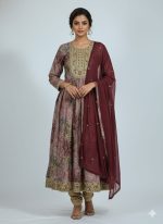 🌸 Elegant Printed Anarkali Suit Set with Dupatta 🌸